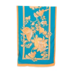 Bufanda con borde floral y flecos