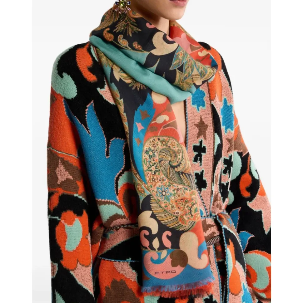 Bufanda con Motivo Floral Paisley