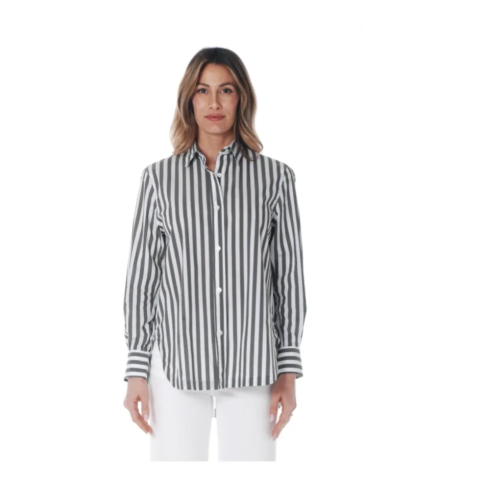 Camicia in cotone a fantasia rigata