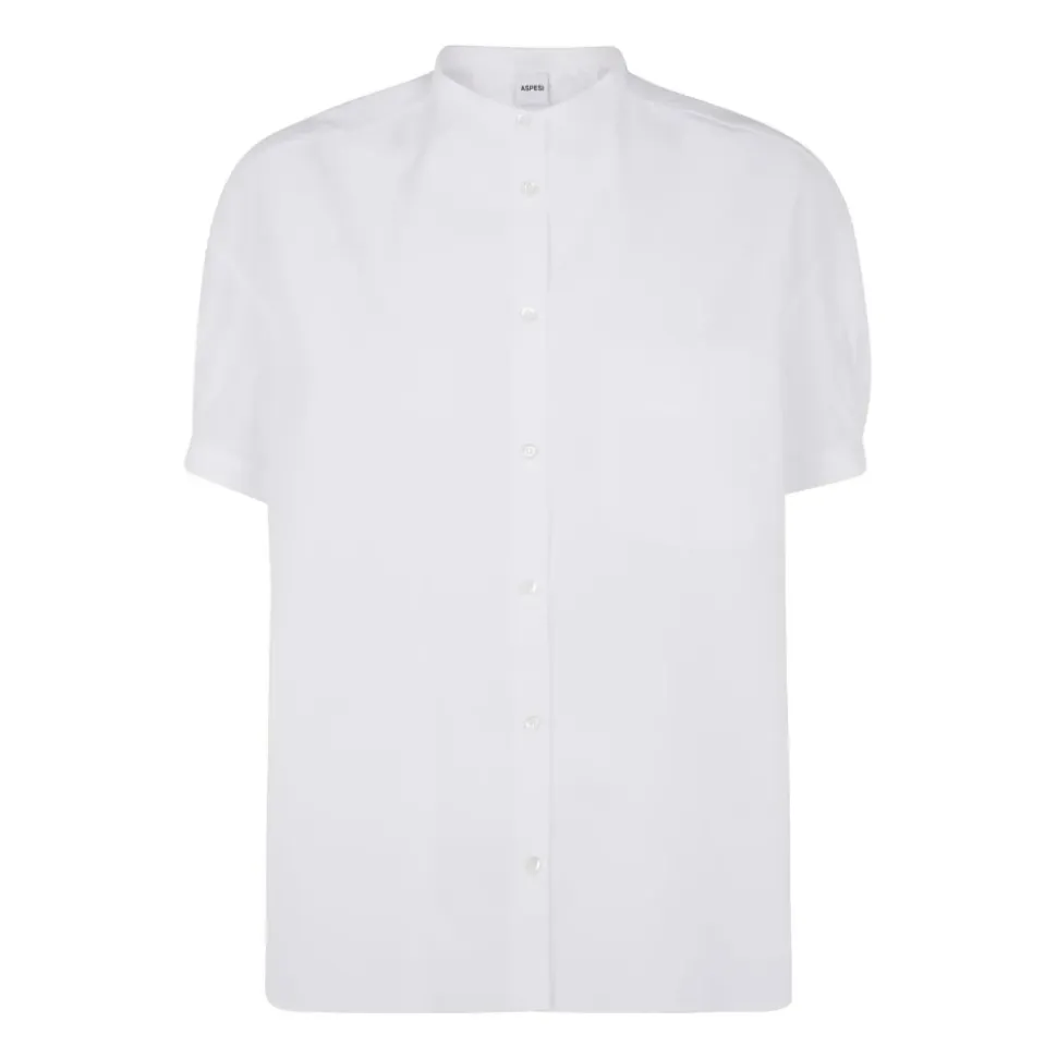 Camisa Abotonada con Cuello Elevado