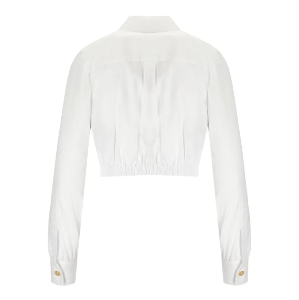 Camisa Corta de Popelín de Algodón Blanco