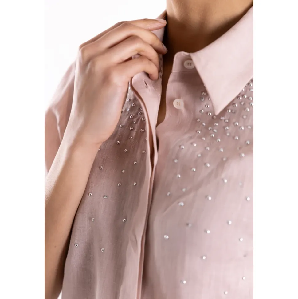 Camisa de Lino con Adornos