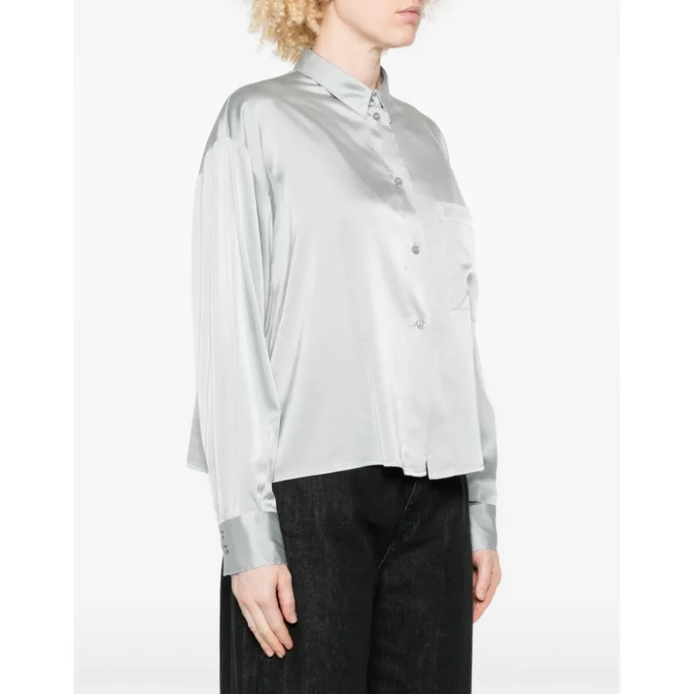 Camisa Gris de Manga Larga con Botones