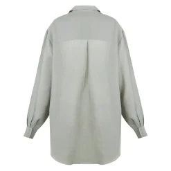 Camisa Oversize de Lino Azul Cielo