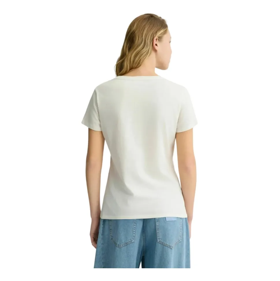 Camiseta Blanca de Algodón con Logo de Estrás
