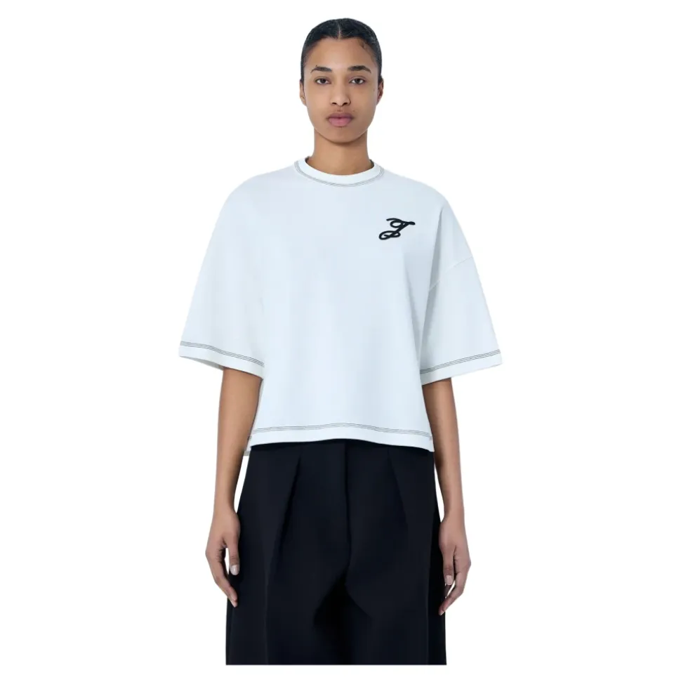 Camiseta Boxy con Logo Bordado