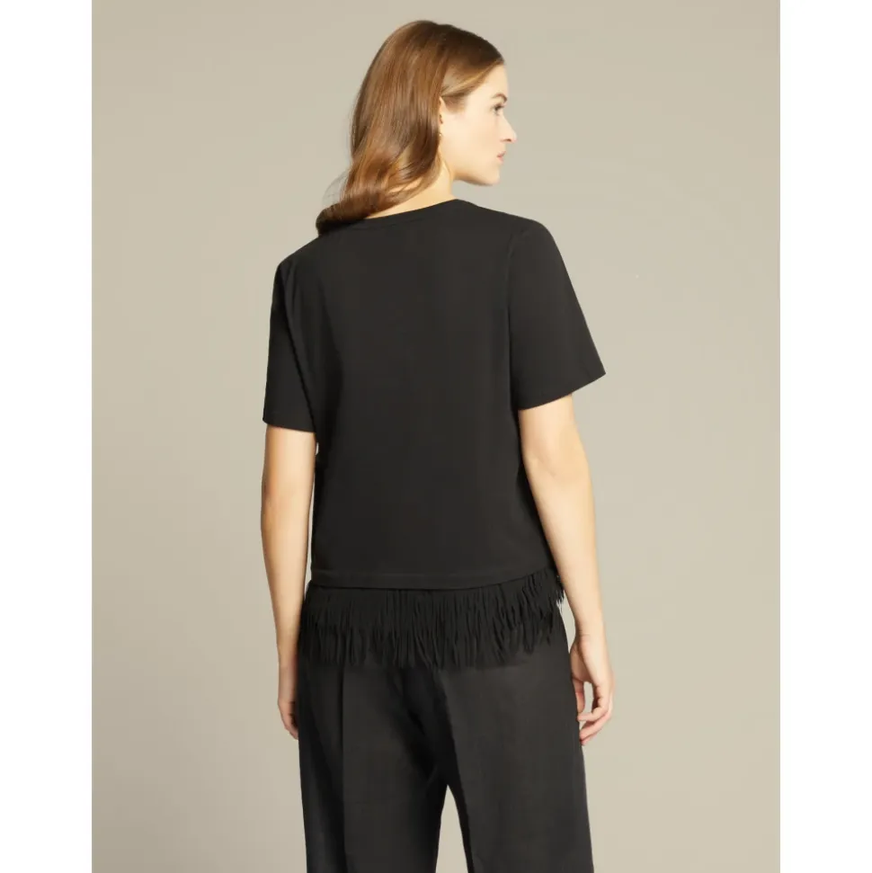 Camiseta con borde de flecos