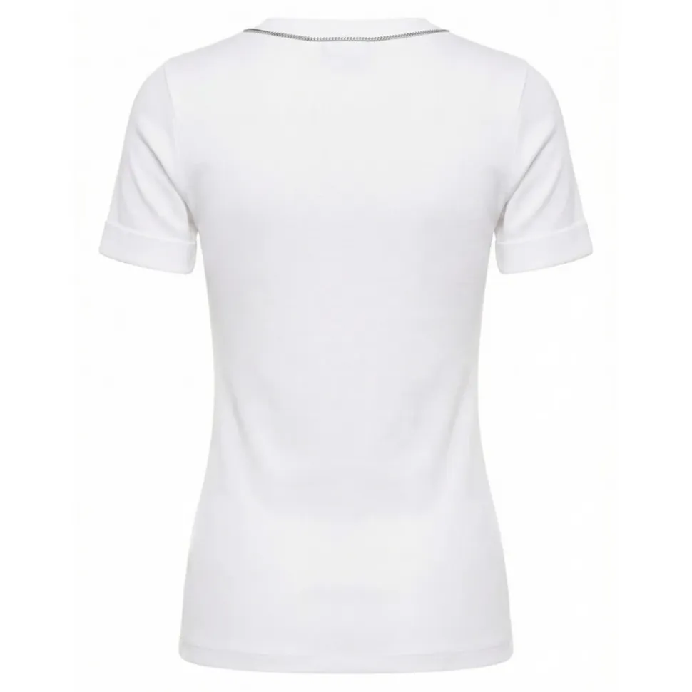 Camiseta con Cuello Bordado
