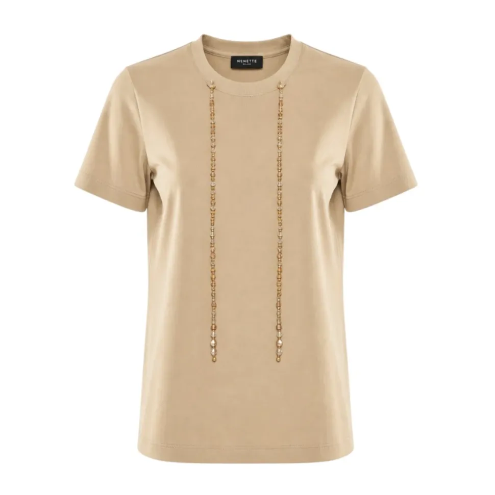 Camiseta con detalles de joya y cordones luminosos