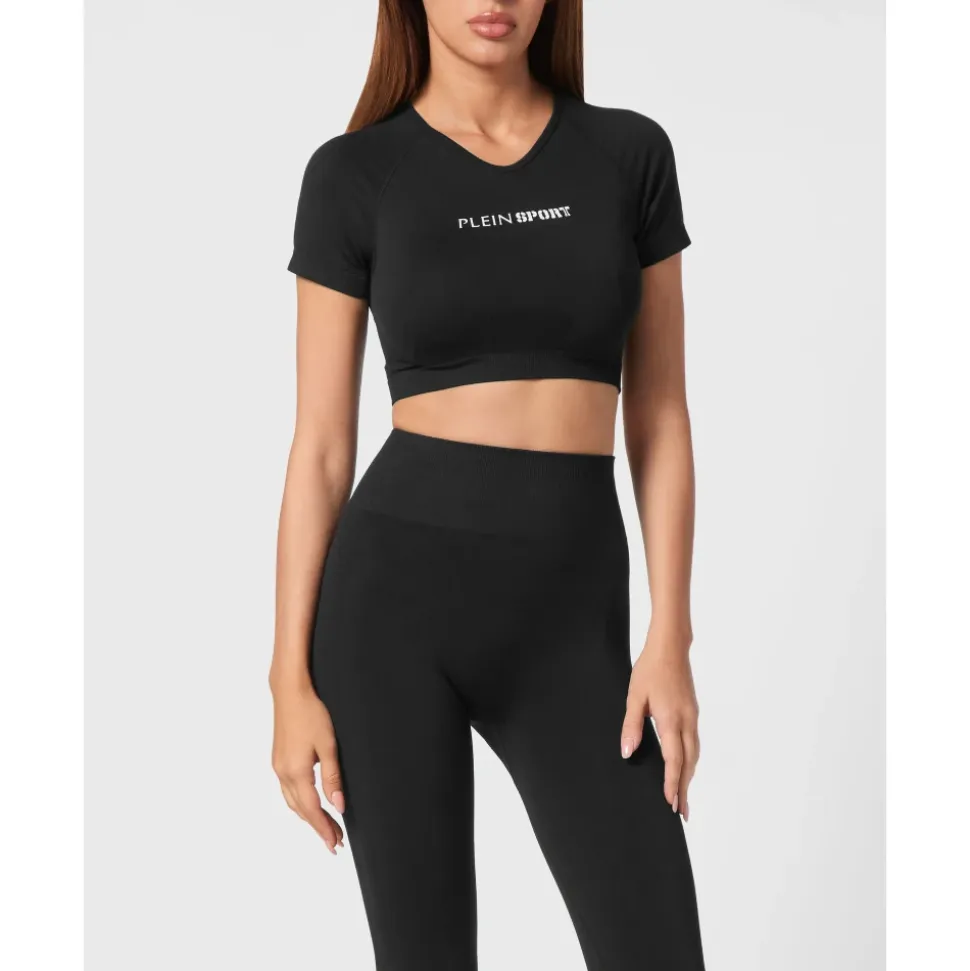 Camiseta Corta Sin Costuras con Cuello en V