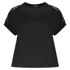 Camiseta de Algodón con Detalles de Encaje