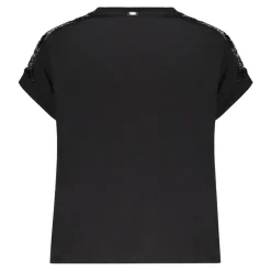 Camiseta de Algodón con Detalles de Encaje
