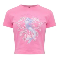 Camiseta de algodón con estampado y adornos
