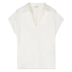Camiseta de cuello en V bimateria