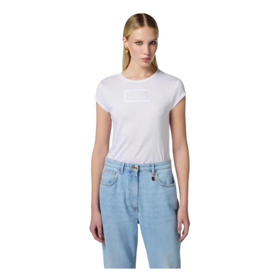 Camiseta de Jersey Bordada con Mangas con Volantes
