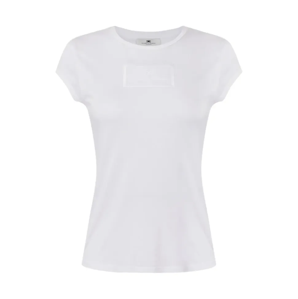 Camiseta de Jersey Bordada con Mangas con Volantes