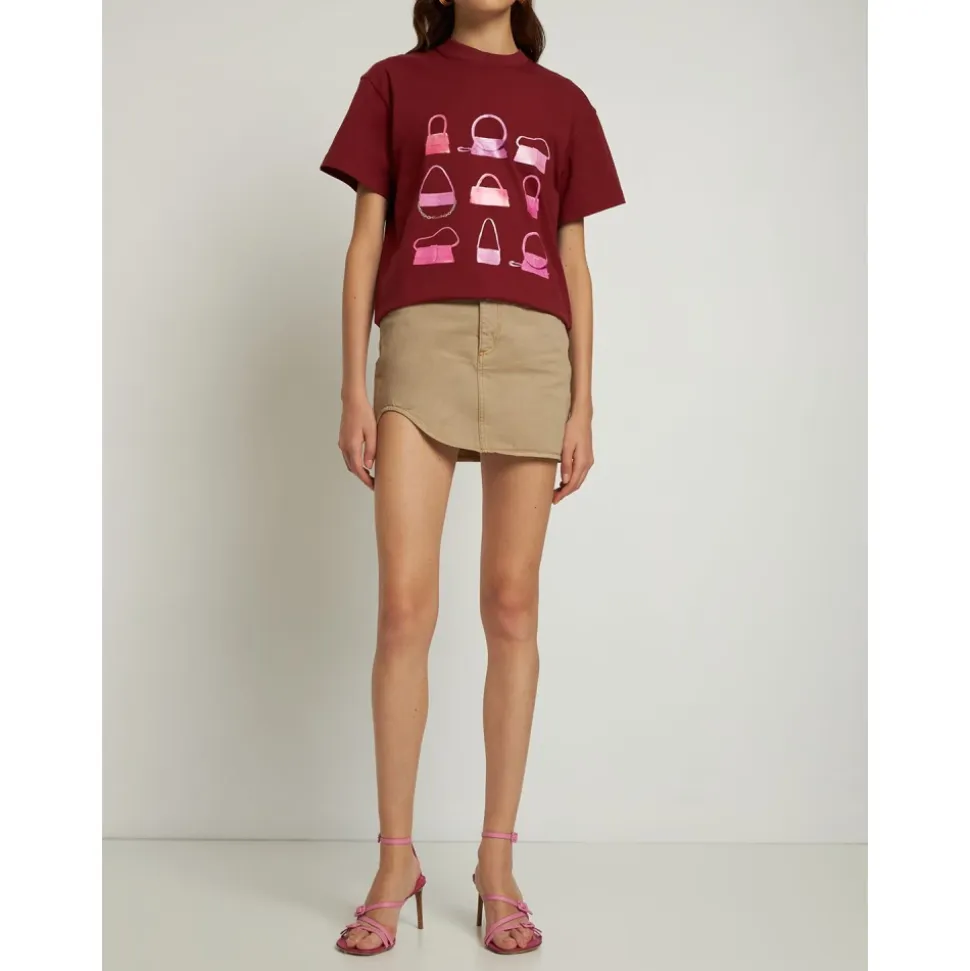 Camiseta de manga corta con estampado de bolso
