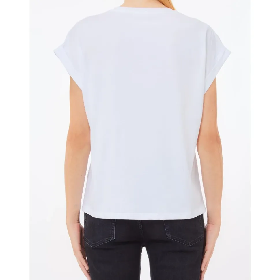 Camiseta de Moda Blanco/Gris con Azul