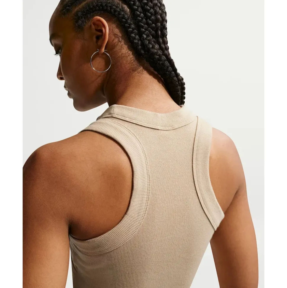 Camiseta de Tirantes Ajustada de Punto Fresco y Canalé