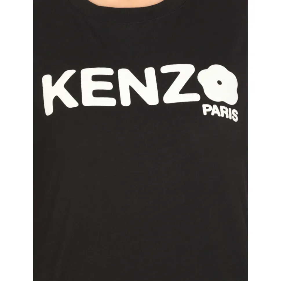Camiseta Negra con Logo de Flor