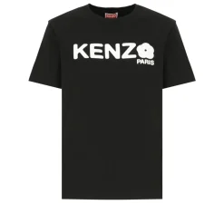 Camiseta Negra con Logo de Flor
