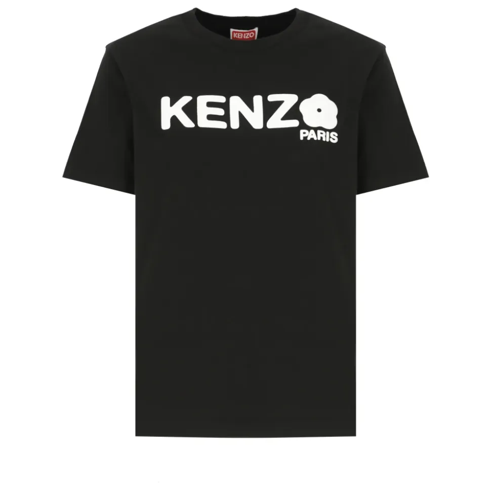 Camiseta Negra con Logo de Flor