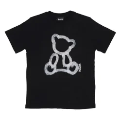 Camiseta Negra con Strass y Mangas Cortas
