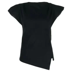 Camiseta Negra de Algodón Asimétrica