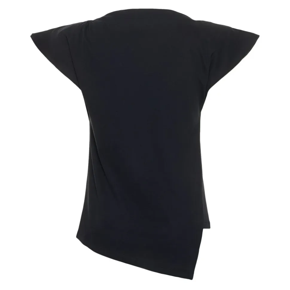 Camiseta Negra de Algodón Asimétrica