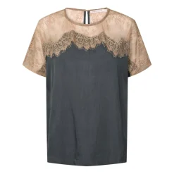 Camiseta Sombra Oscura con Detalles de Encaje