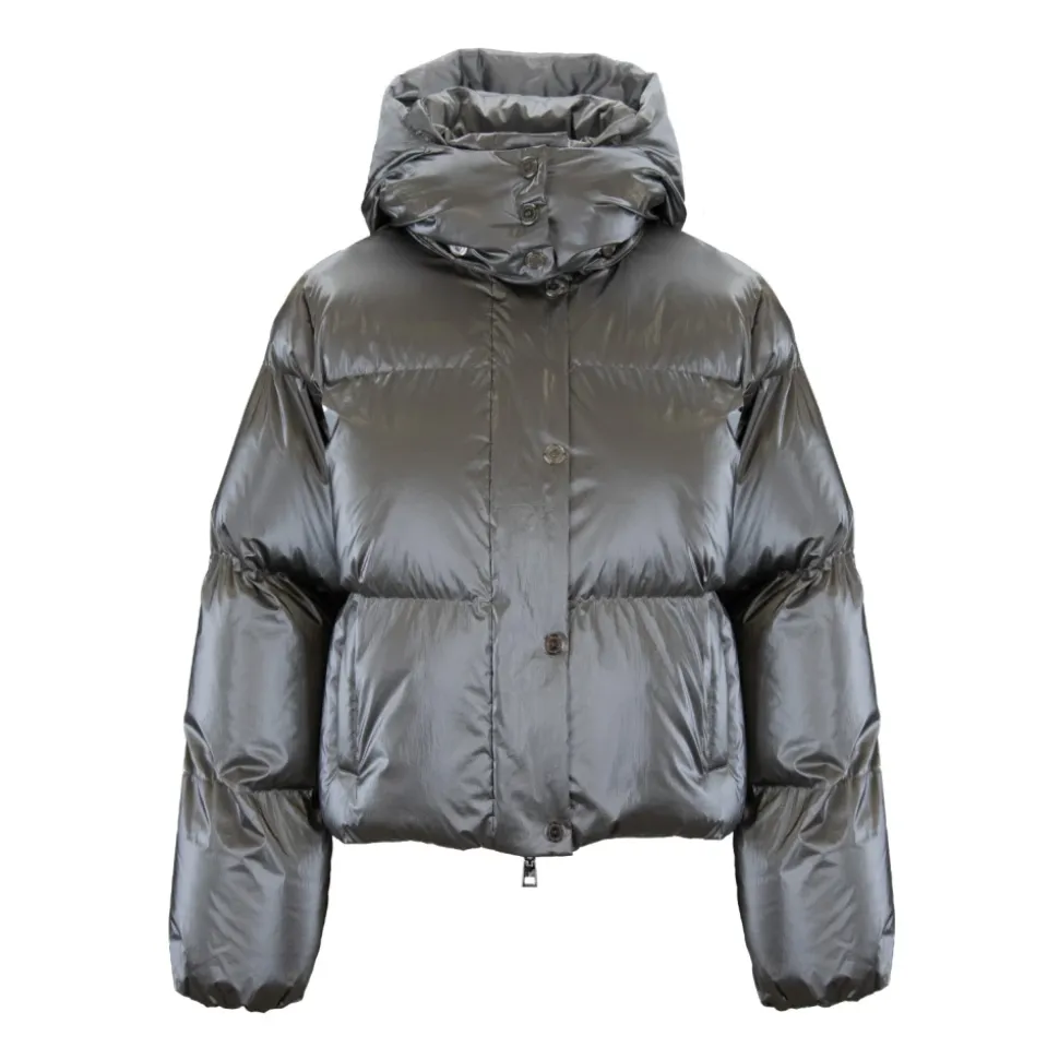 Chaqueta Acolchada Corta con Cuello Alto