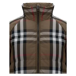 Chaqueta Acolchada de Nylon con Estampado de Cuadros Reversible