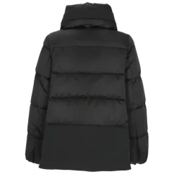 Chaqueta Acolchada de Plumón Negra con Cuello Alto