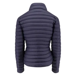Chaqueta Azul Cremallera Cuero Logo