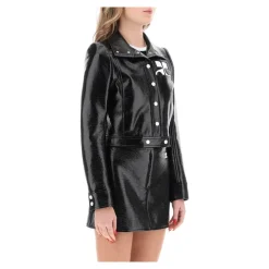 Chaqueta de algodón recubierto arrugado con detalle de logotipo