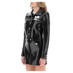 Chaqueta de algodón recubierto arrugado con detalle de logotipo