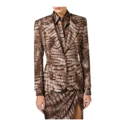 Chaqueta de Crepé con Estampado de Cocodrilo