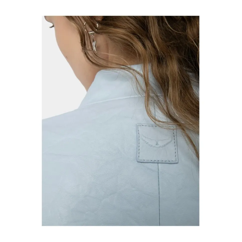 Chaqueta de Cuero de Cuello Alto