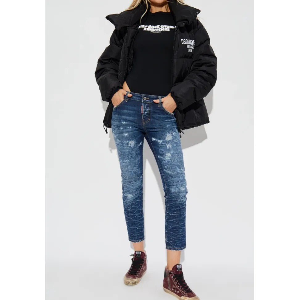 Chaqueta de plumas con logo estampado