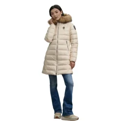 Chaqueta Gris Acolchada con Ribete de Piel