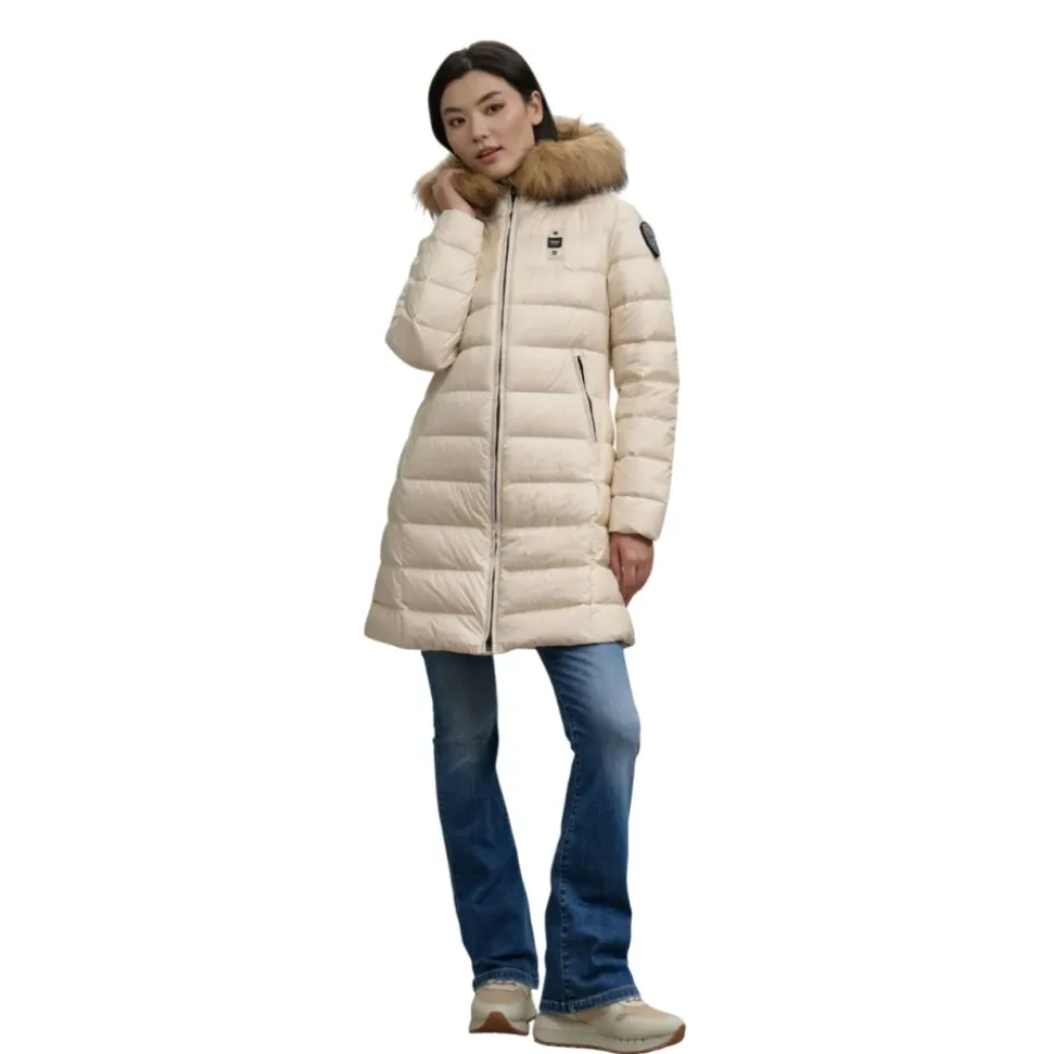 Chaqueta Gris Acolchada con Ribete de Piel