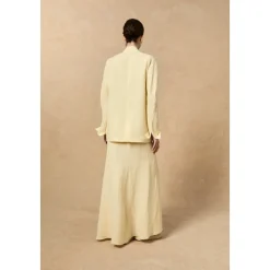 Chaqueta Larga de Lino y Viscosa