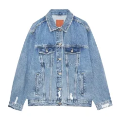 Chaqueta Vaquera Azul Estilo Oversize Desgastado