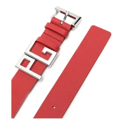 Cinturón de Cuero Rojo con Letras Metálicas