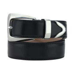 Cinturón de Piel de Becerro con Hebilla Metálica Rectangular