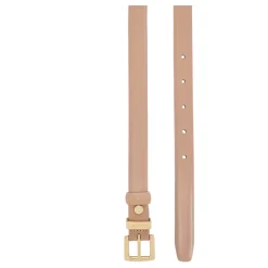Cinturón estrecho de cuero rosa claro