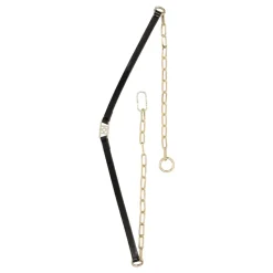 Cinturón negro estrecho con cadena dorada