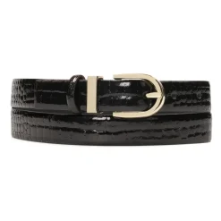 Cinturón negro lacado con estampado en relieve