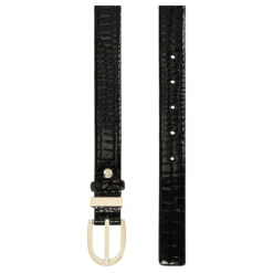 Cinturón negro lacado con estampado en relieve