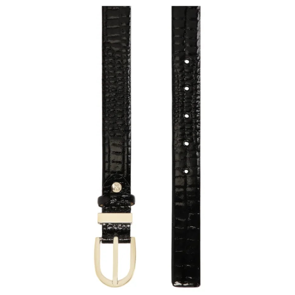 Cinturón negro lacado con estampado en relieve